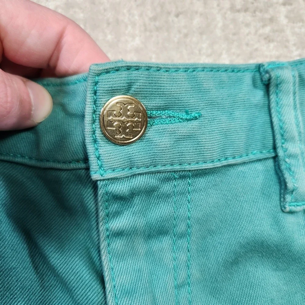 Tory‎ Burch Pants Women 27 Alexa Cropped Skinny Green Equestrian